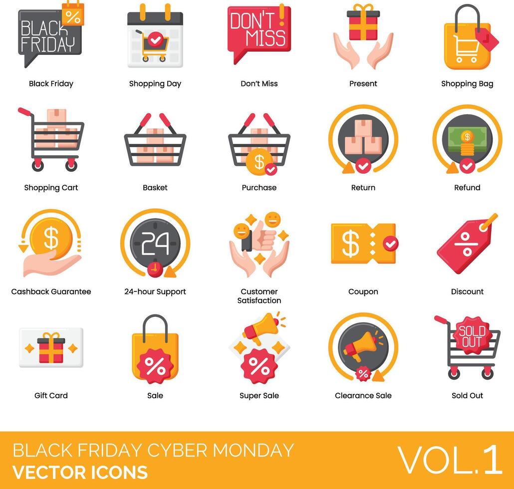 Black friday icons set, vol 1 vector