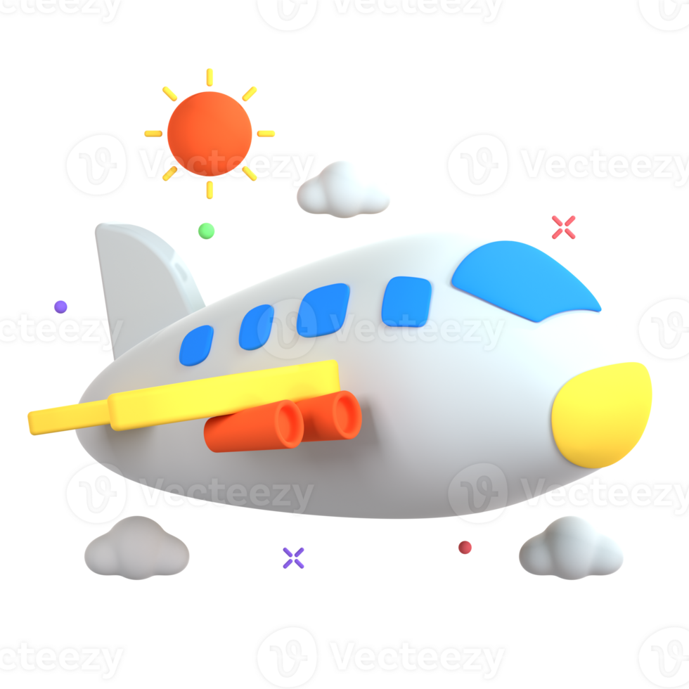 A cartoon airplane flying through the sky png