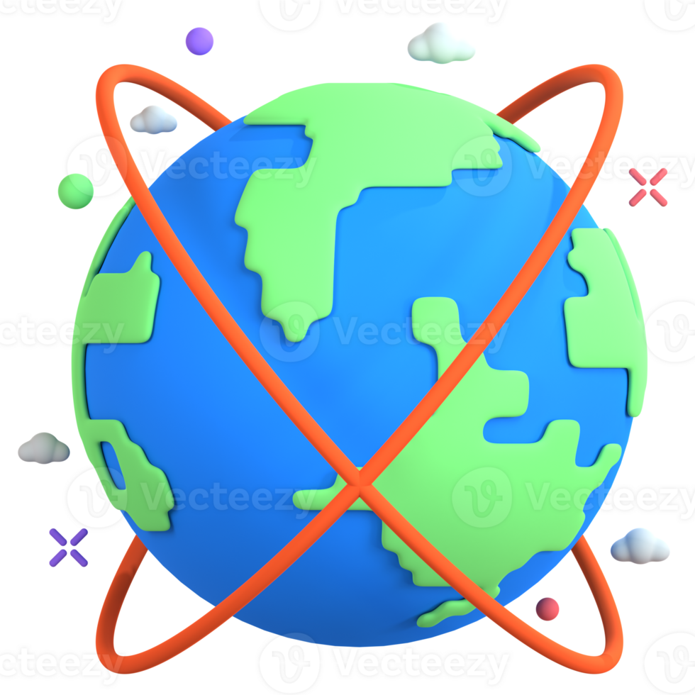 A cartoon planet with a red and blue cross png