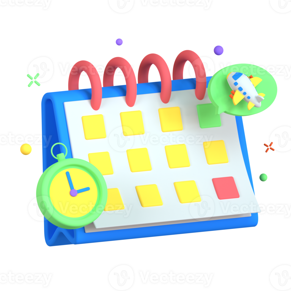 A calendar with a clock and a calendar png