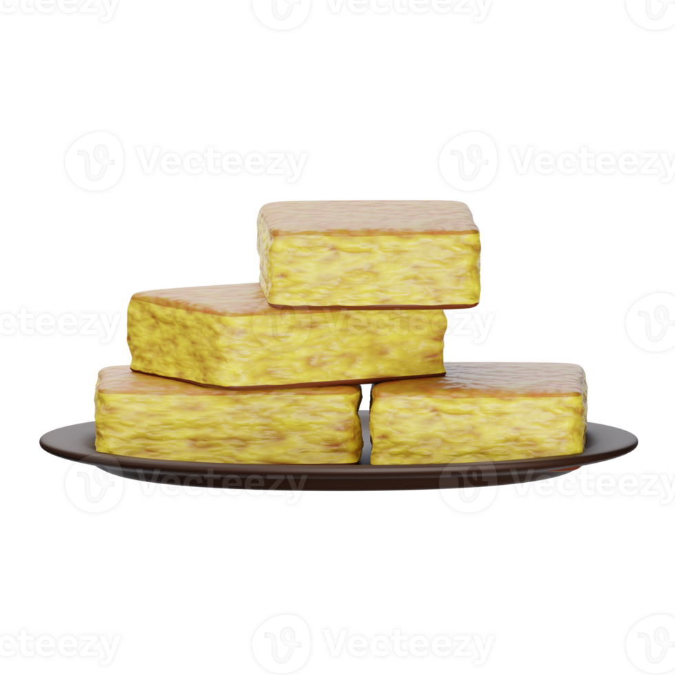 A plate with four pieces of yellow cake on it png
