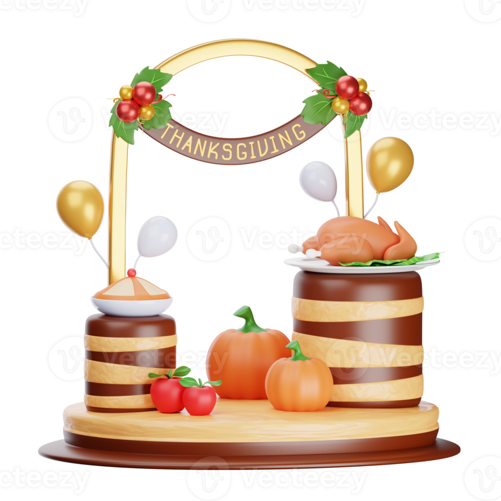 A thanksgiving basket with a turkey and other food png