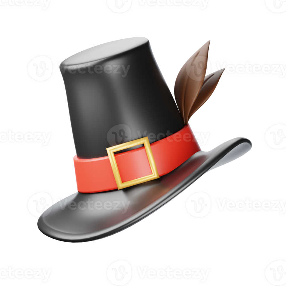 A black hat with a red band and feather png