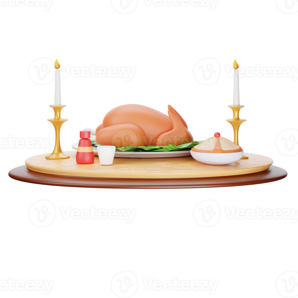 A thanksgiving dinner is set up on a table png