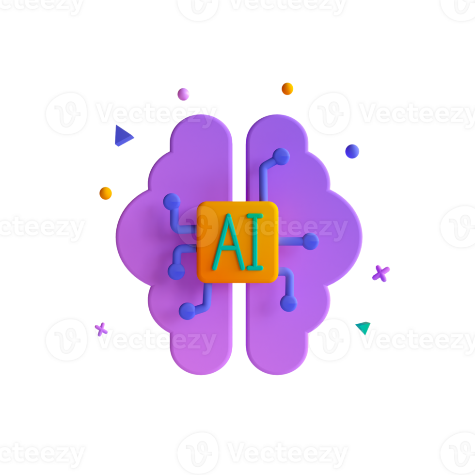 Ai brain icon with colorful blocks on a black background png