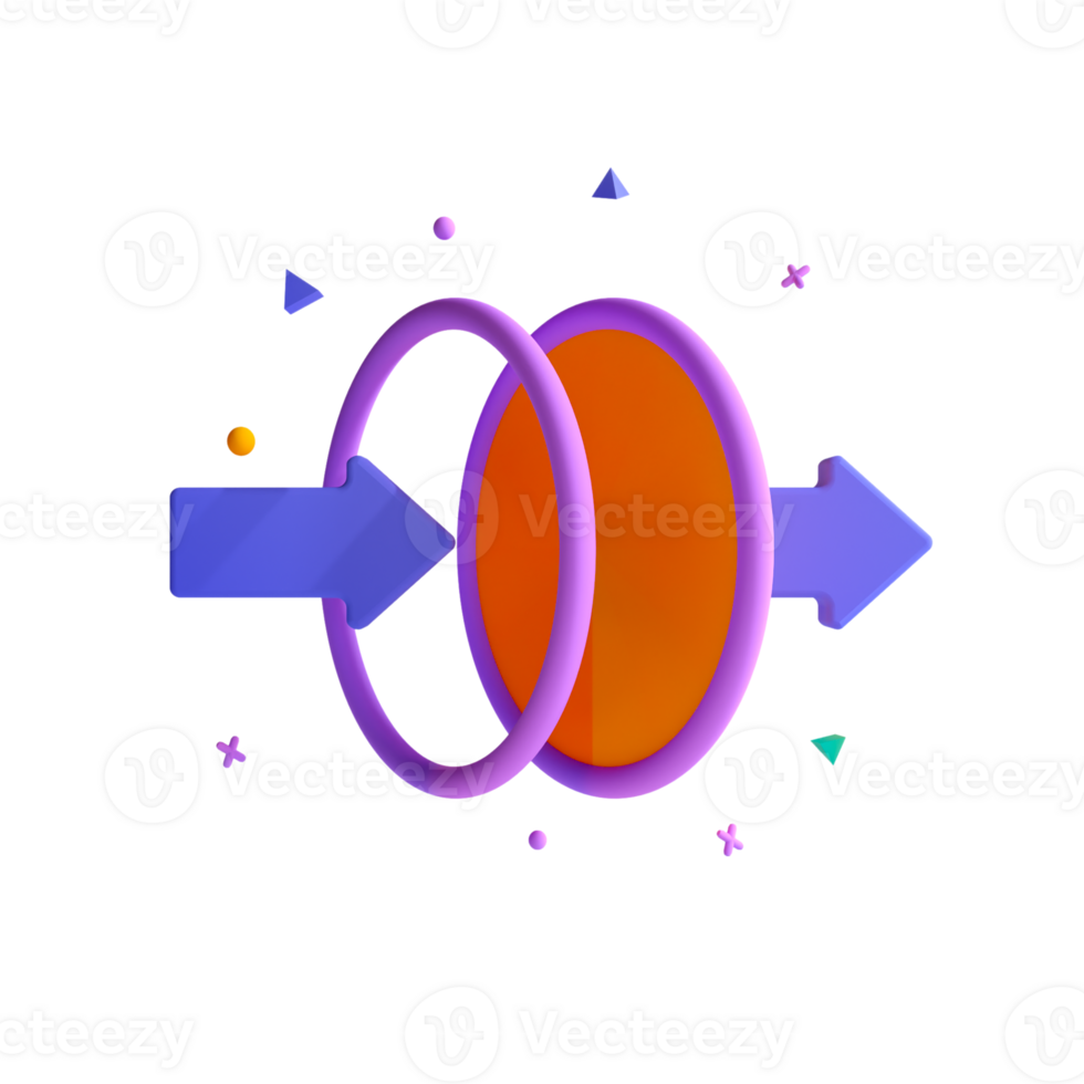 An illustration of a circular object with two arrows pointing to it png