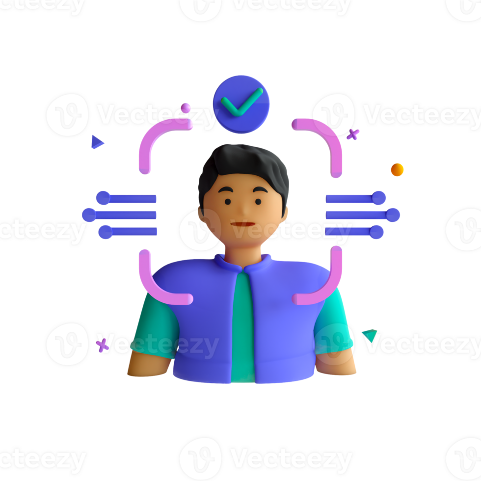 A man with a check mark on his face png
