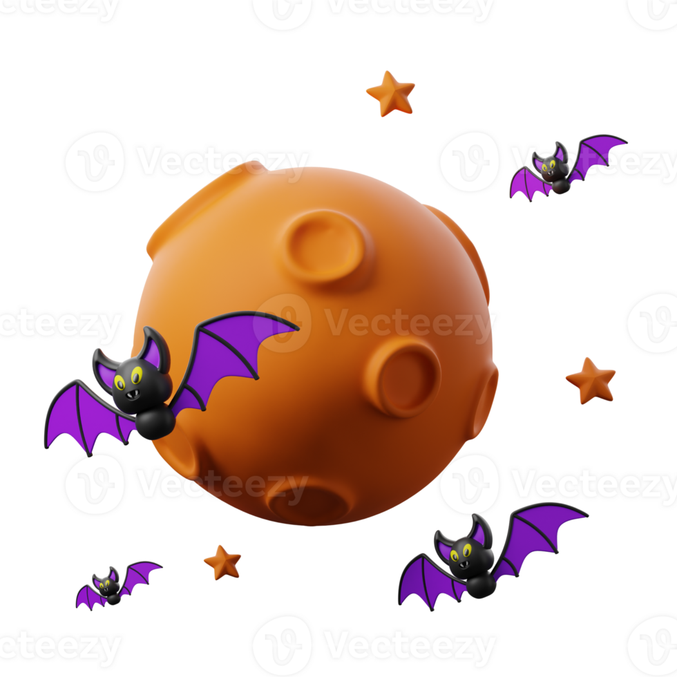 Halloween moon with bats and bats flying around it png