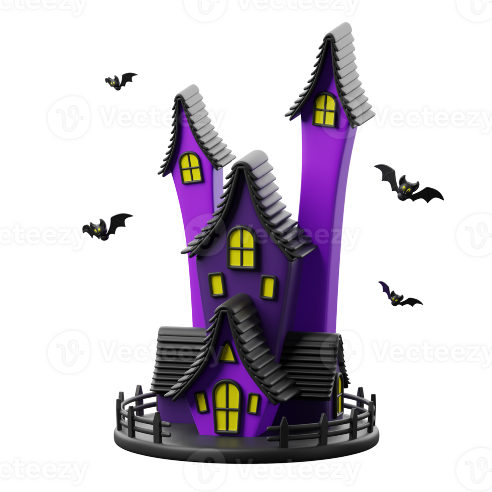 Halloween house with bats and bats flying around it png