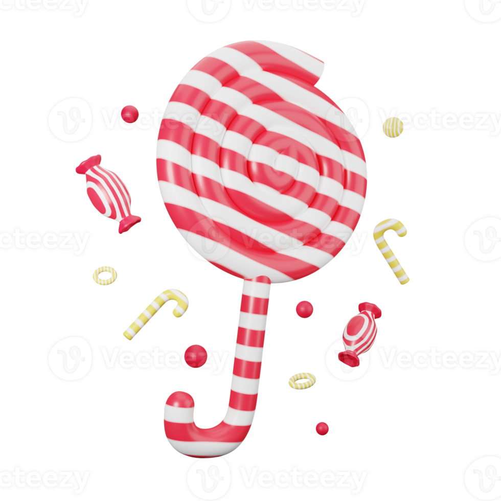 A candy cane and candy lollipop on a black background png