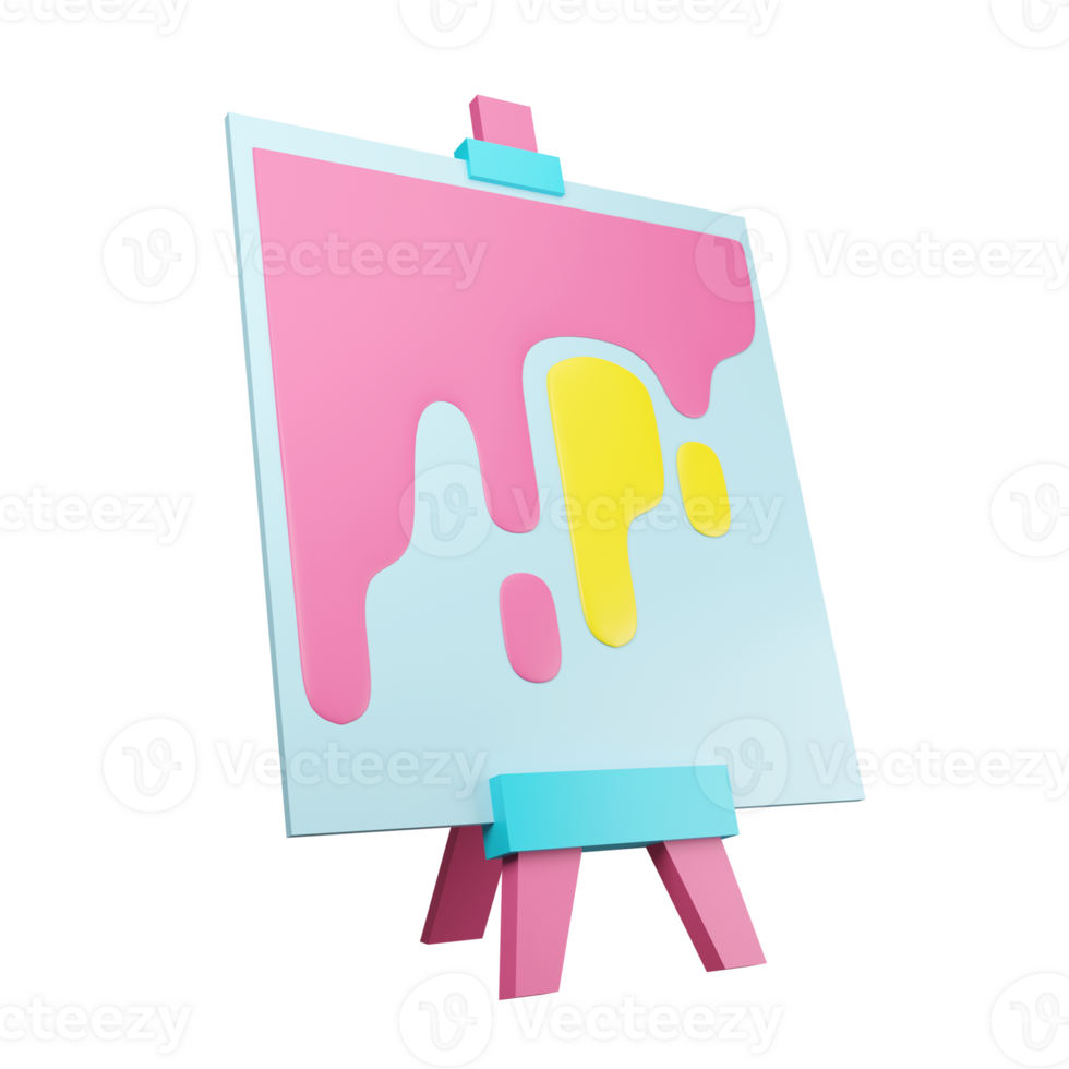 A pink and yellow paint bucket on an easel png