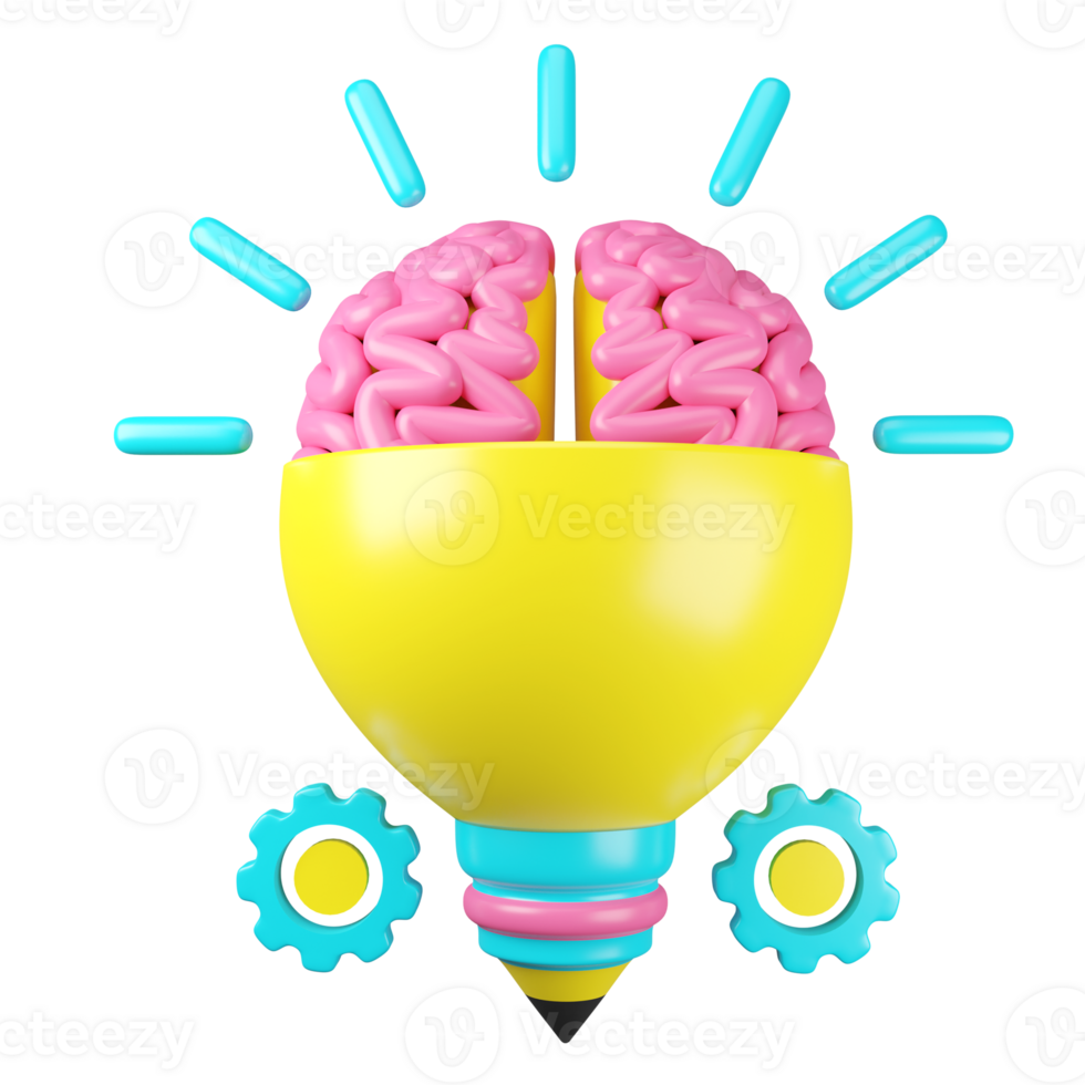 A light bulb with a brain inside png