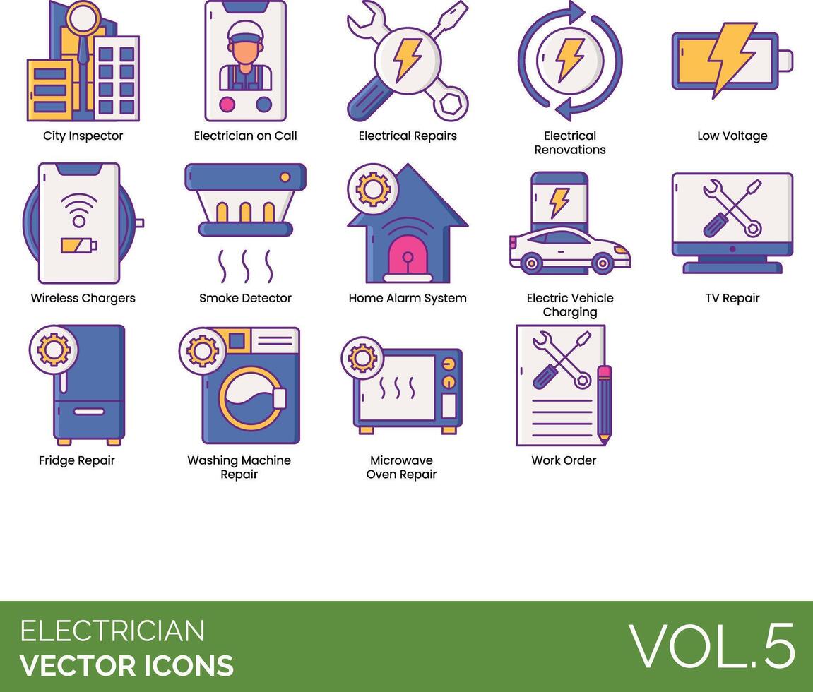 Electrician icons set, vol 5 vector
