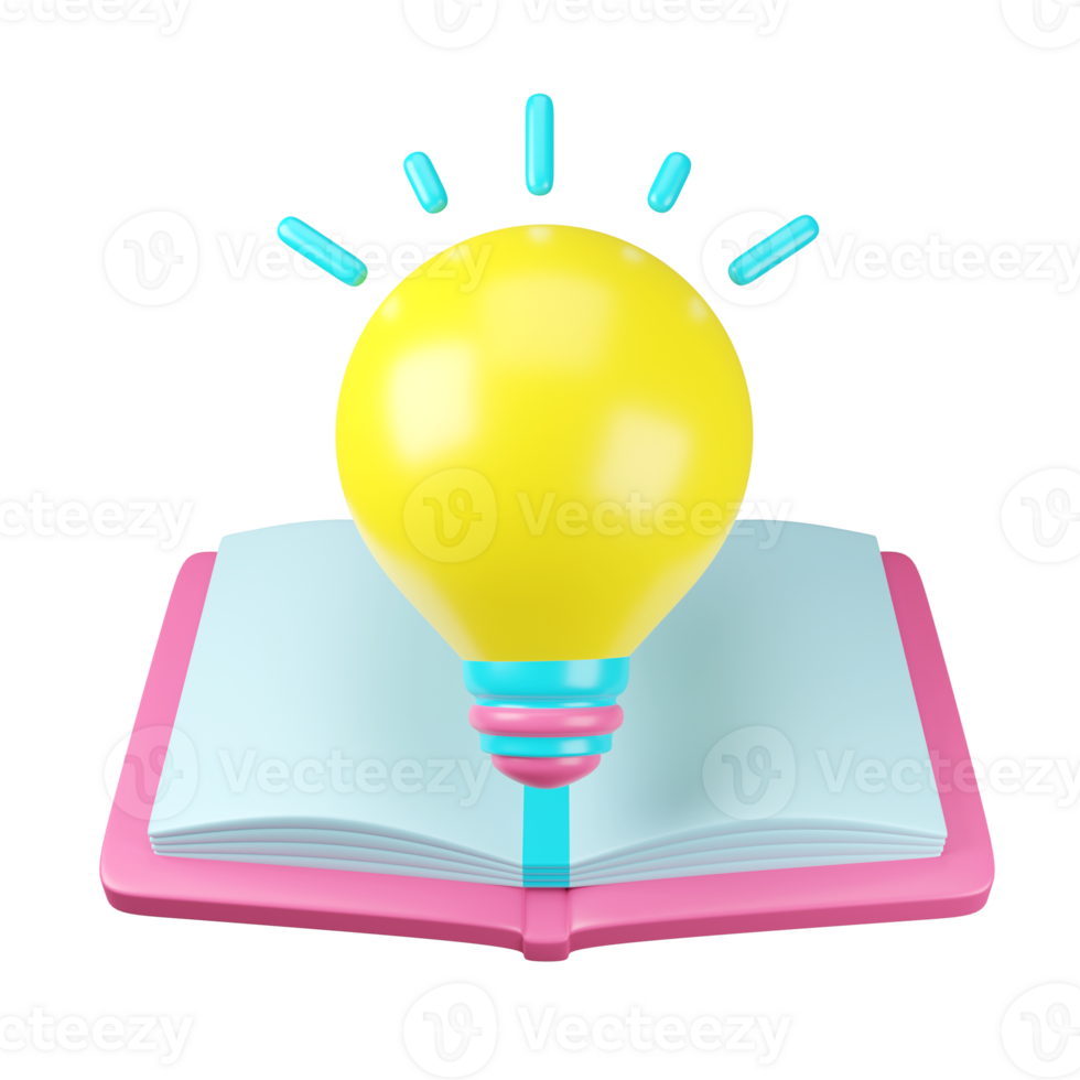 A book with a light bulb on top of it png