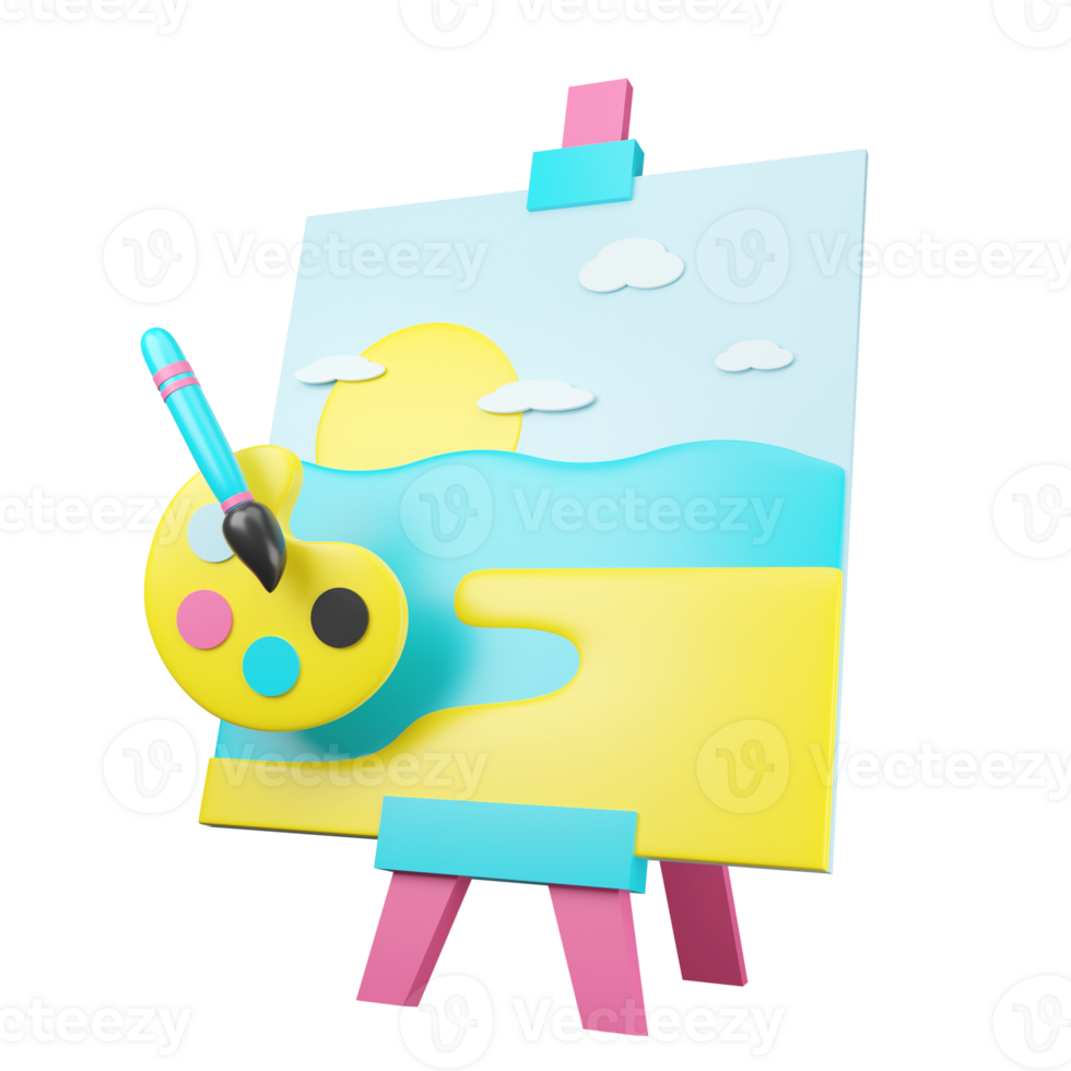 A painting easel with a paint brush and a palette png