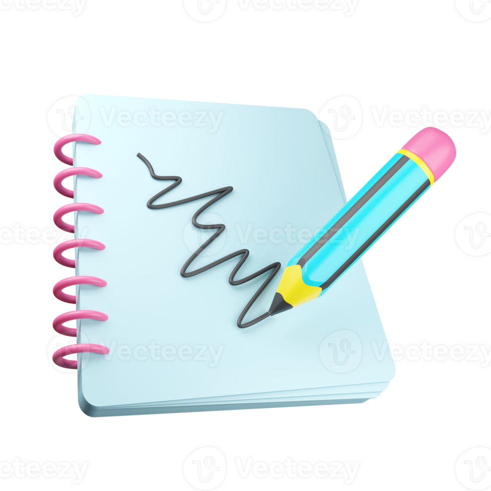 A notebook with a pencil and a pen png