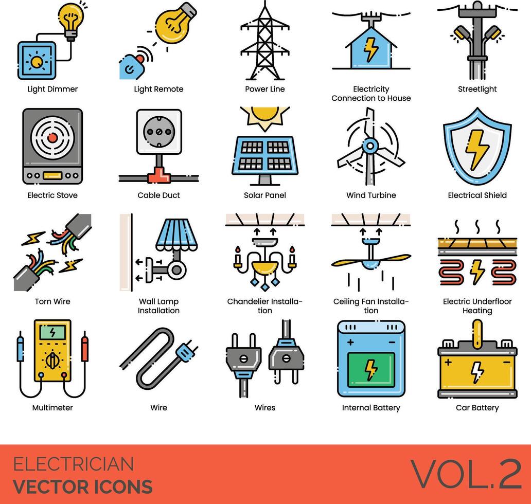 Electricity and energy icons set, including a power station, a transformer, and a light bulb vector