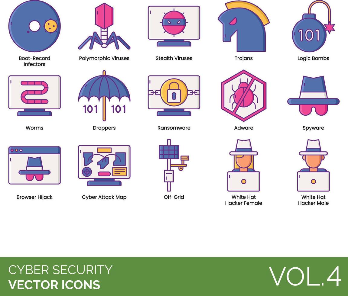 Cyber security icons set, vol 4 vector
