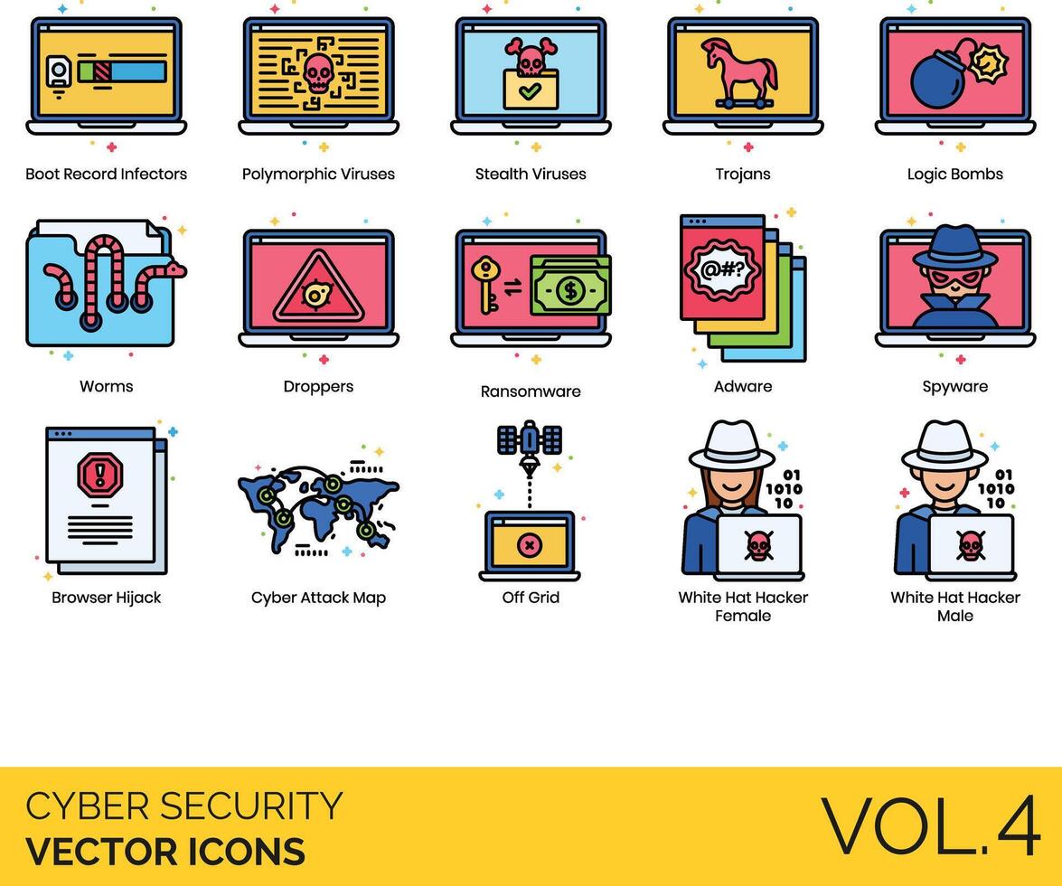 Cyber security icons set, vol 4 vector