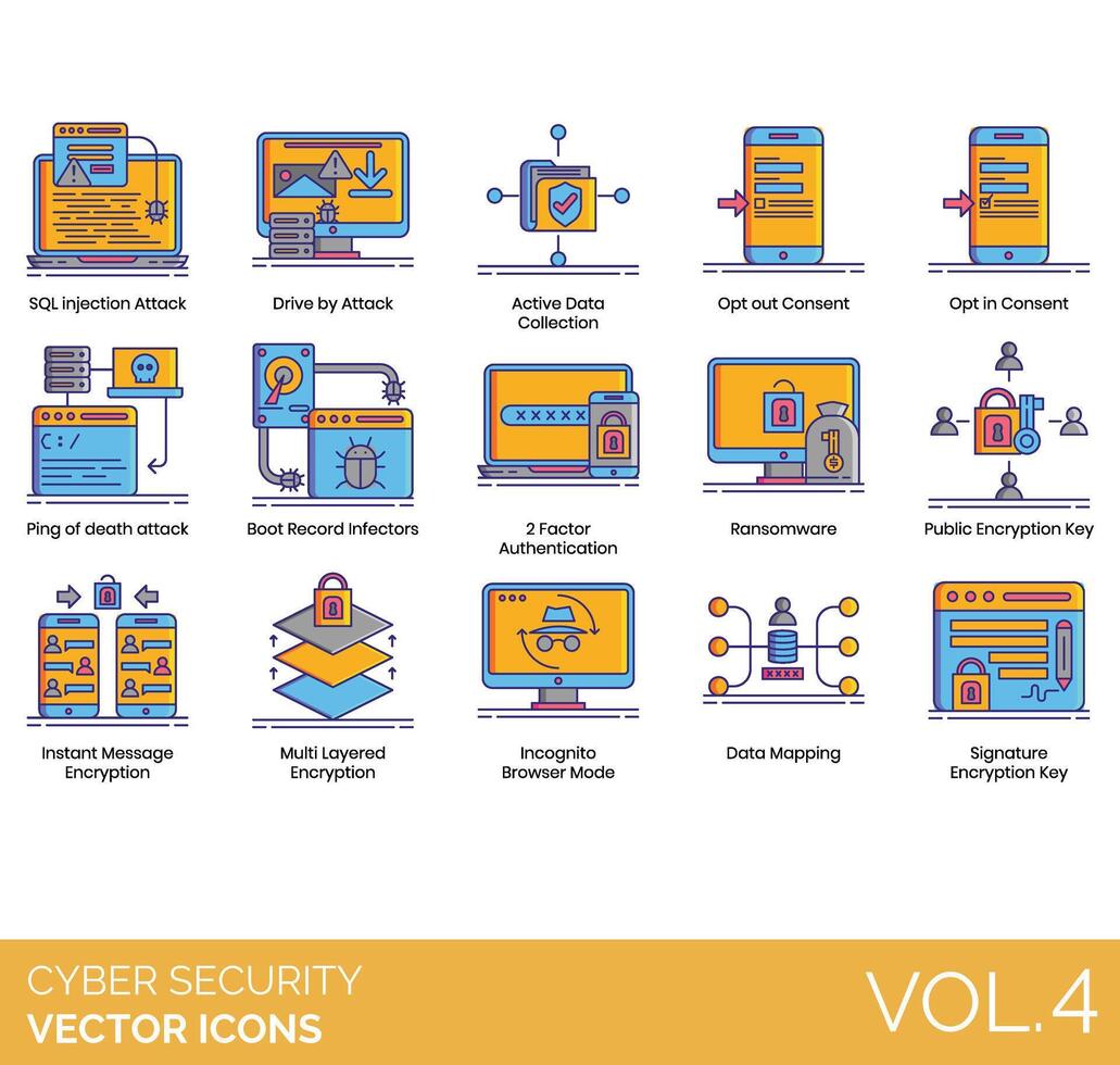 Cyber security icons set, vol 4 vector
