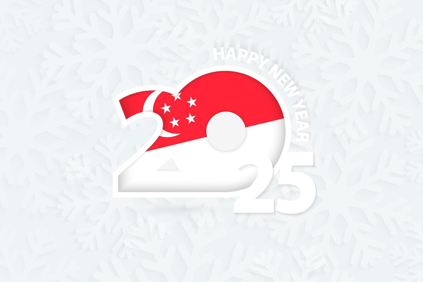 New Year 2025 for Singapore on snowflake background. vector