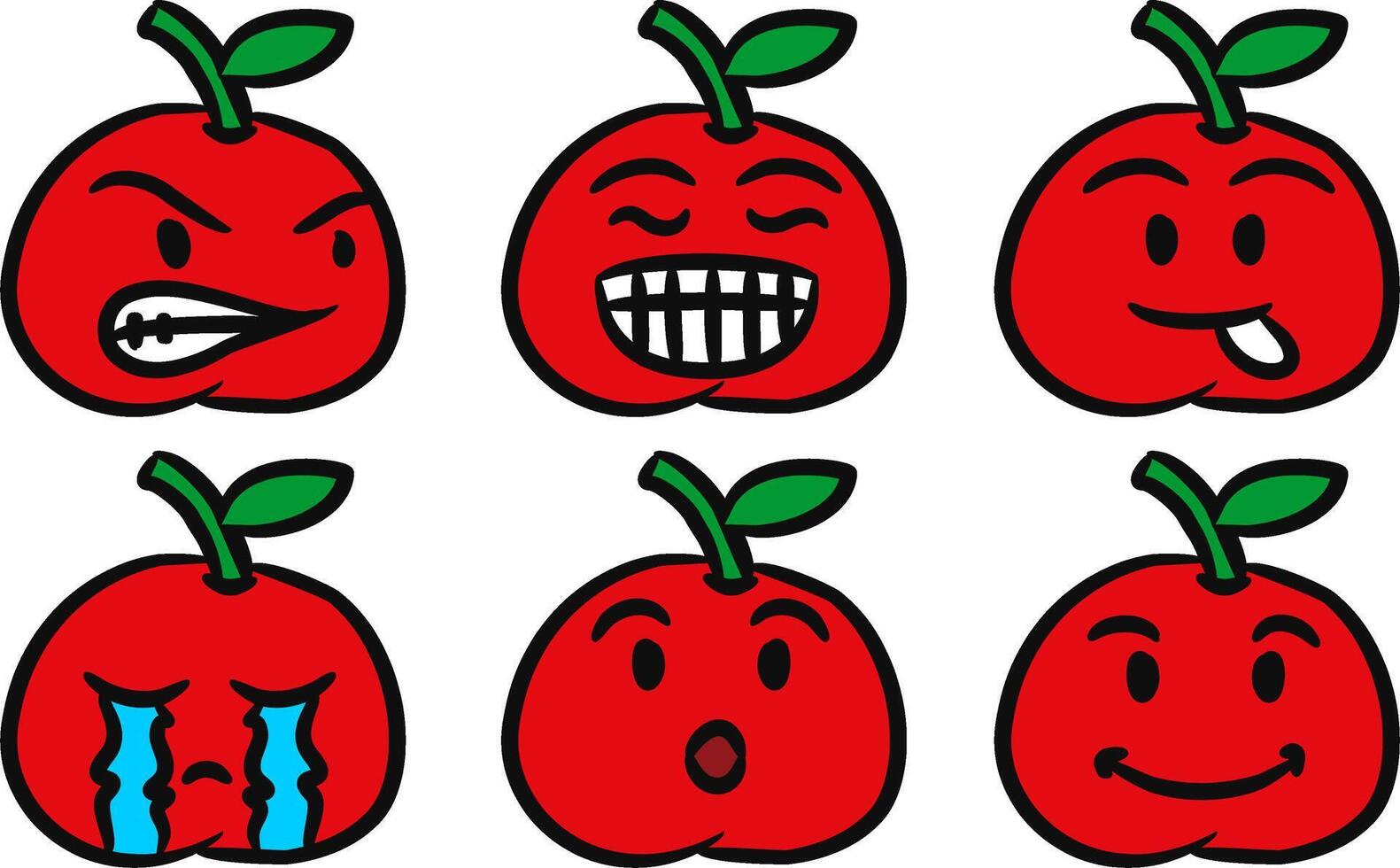 Apple emoticons set of six different emotions vector