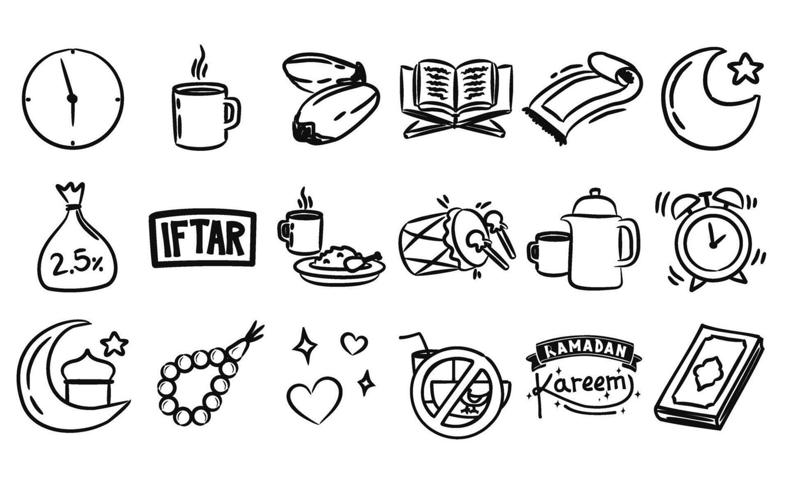 Islamic icons set illustration vector