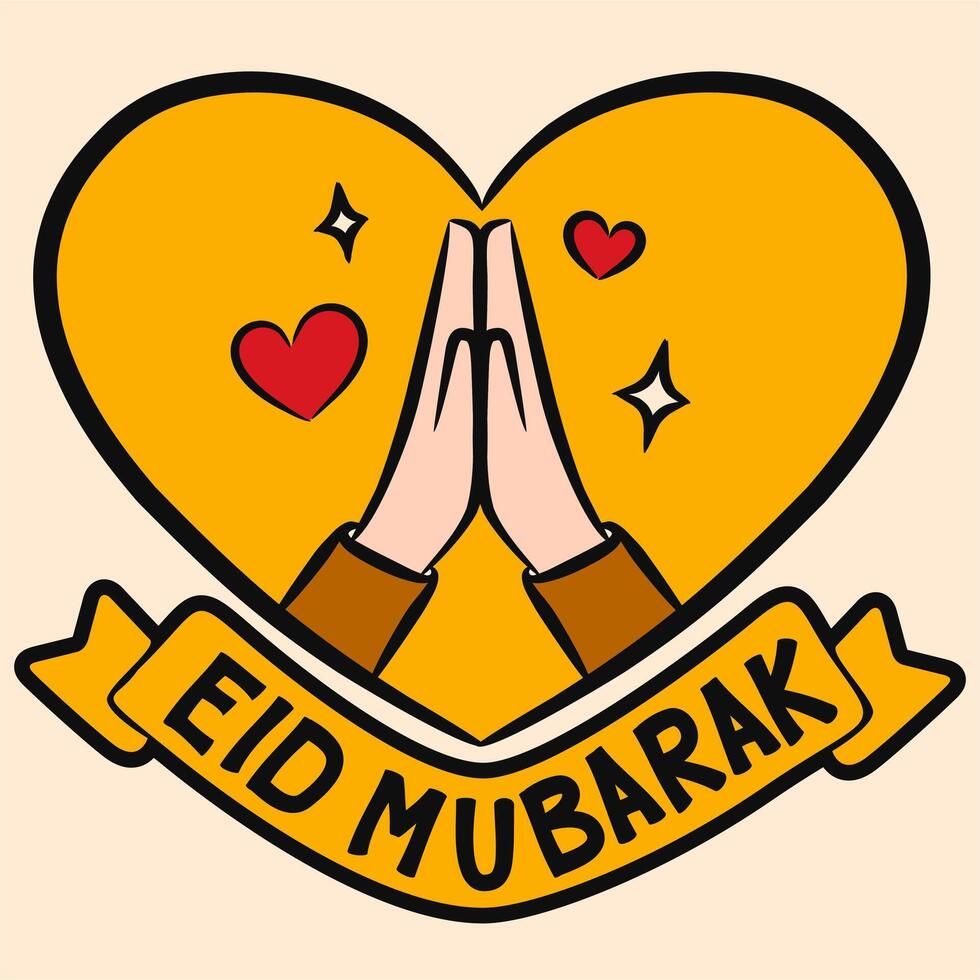 Eid mubarak happy eid mubarak greeting card illustration vector