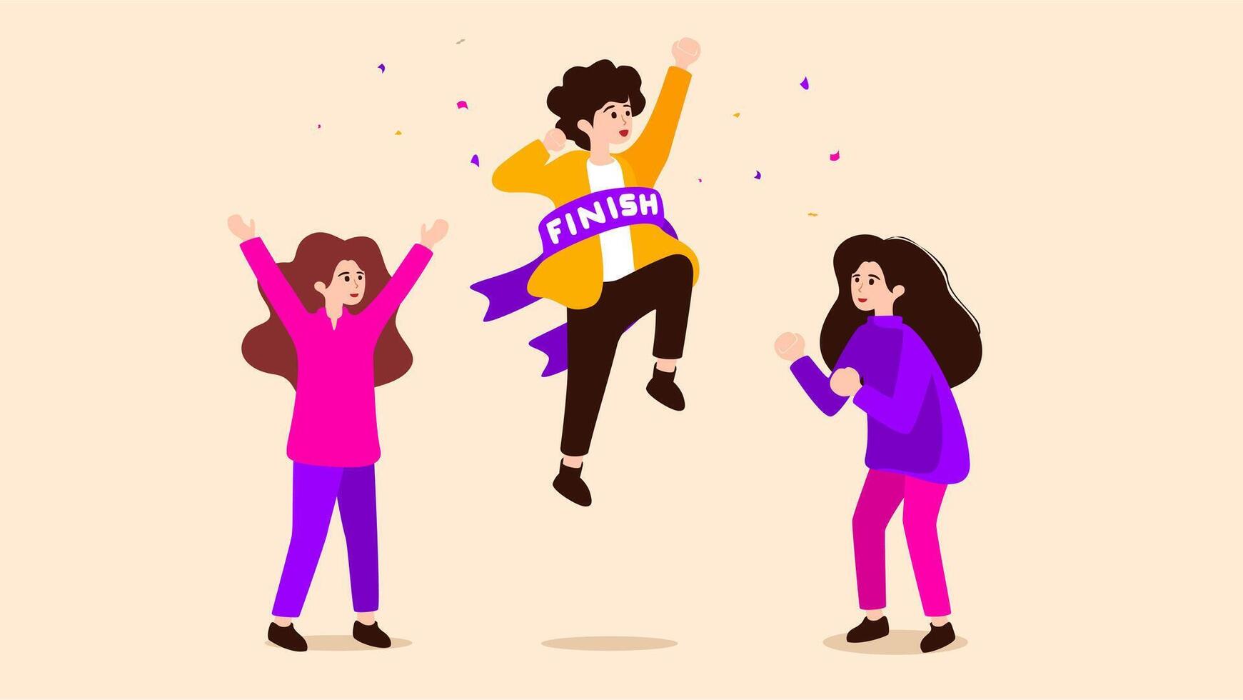 Three women are celebrating after winning an award vector
