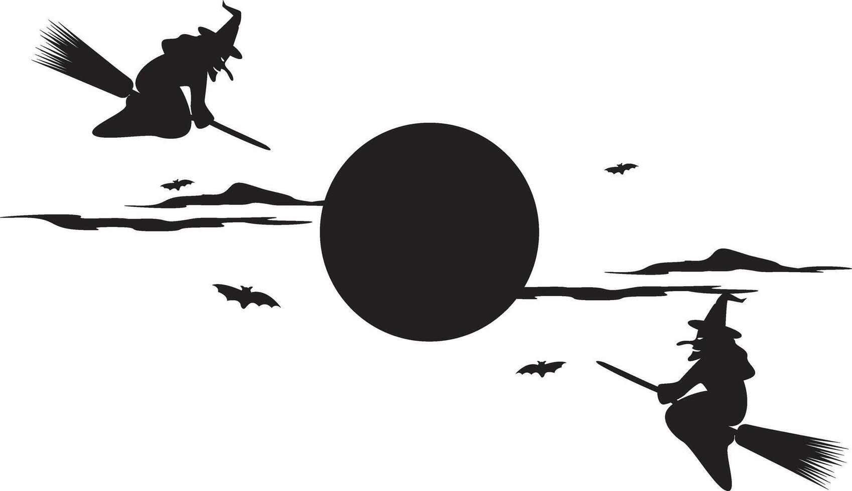 Halloween witches flying on broomsticks vector