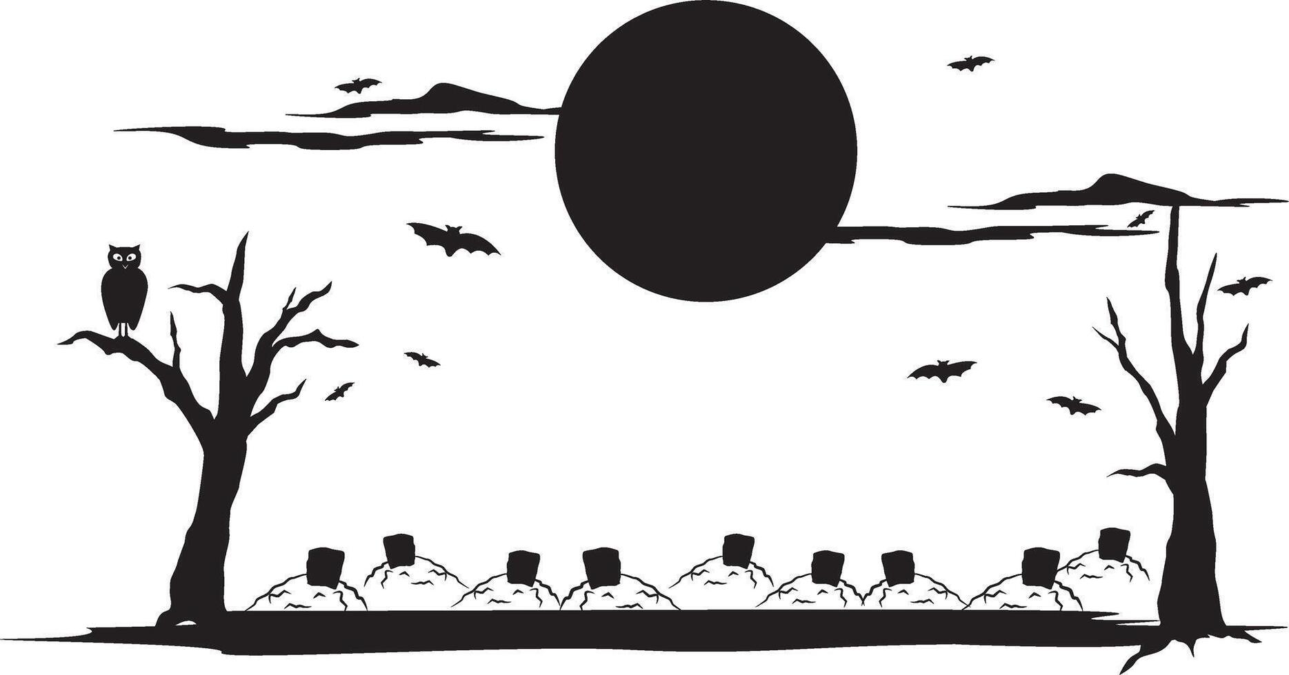 Halloween scene with bats and people in the forest vector
