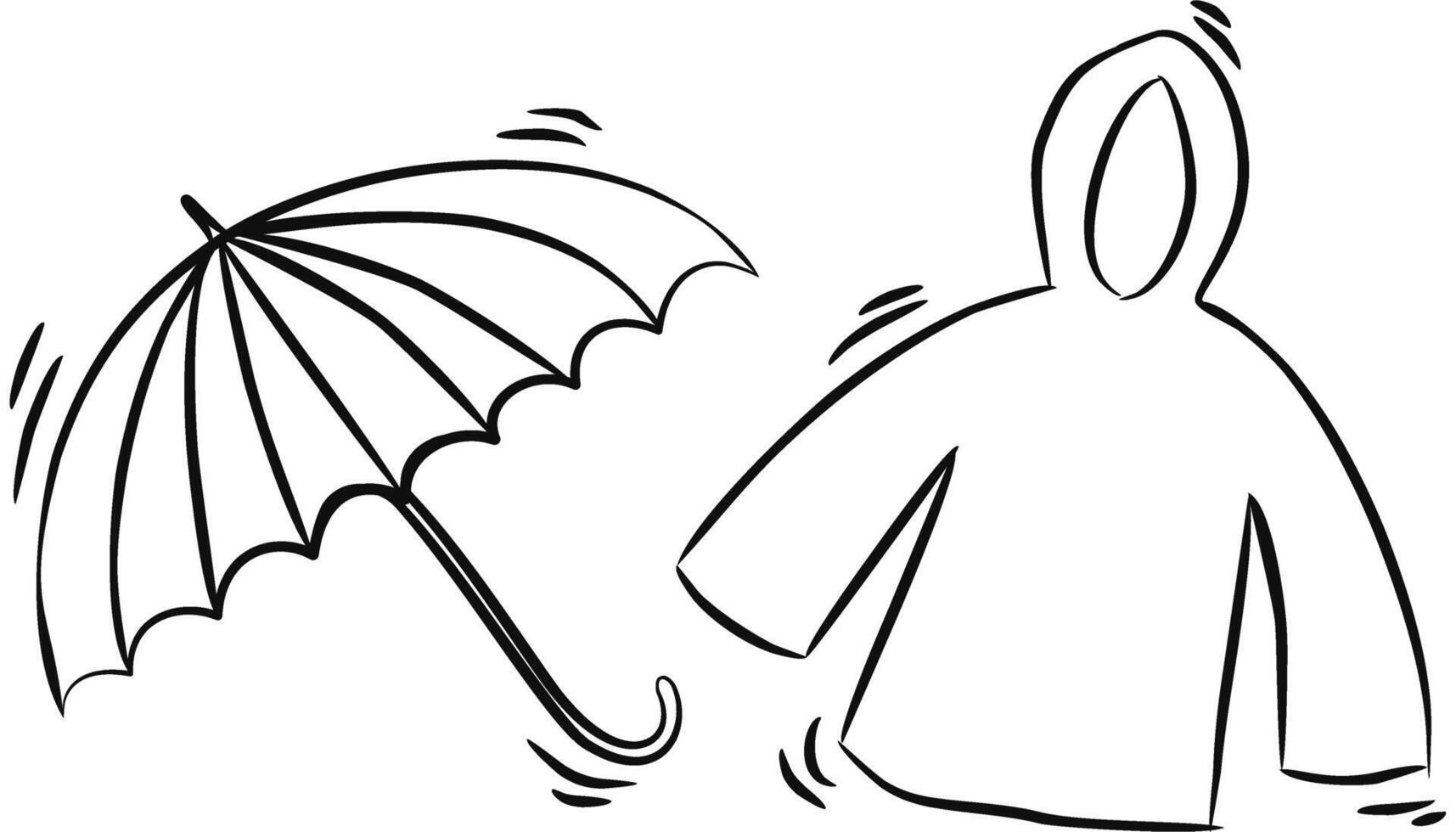 A black and white drawing of a person holding an umbrella vector