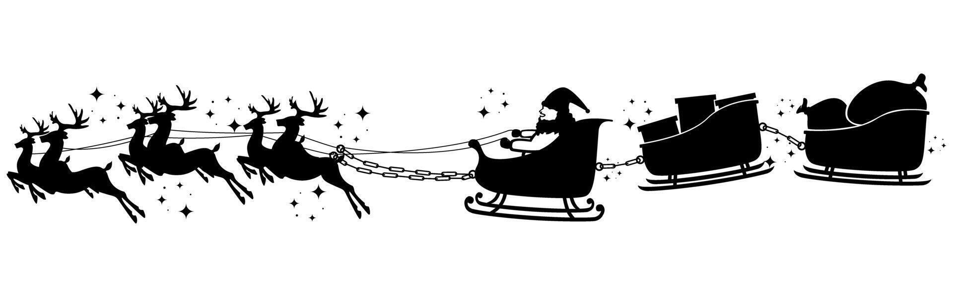Santa claus and reindeer in sleigh vector