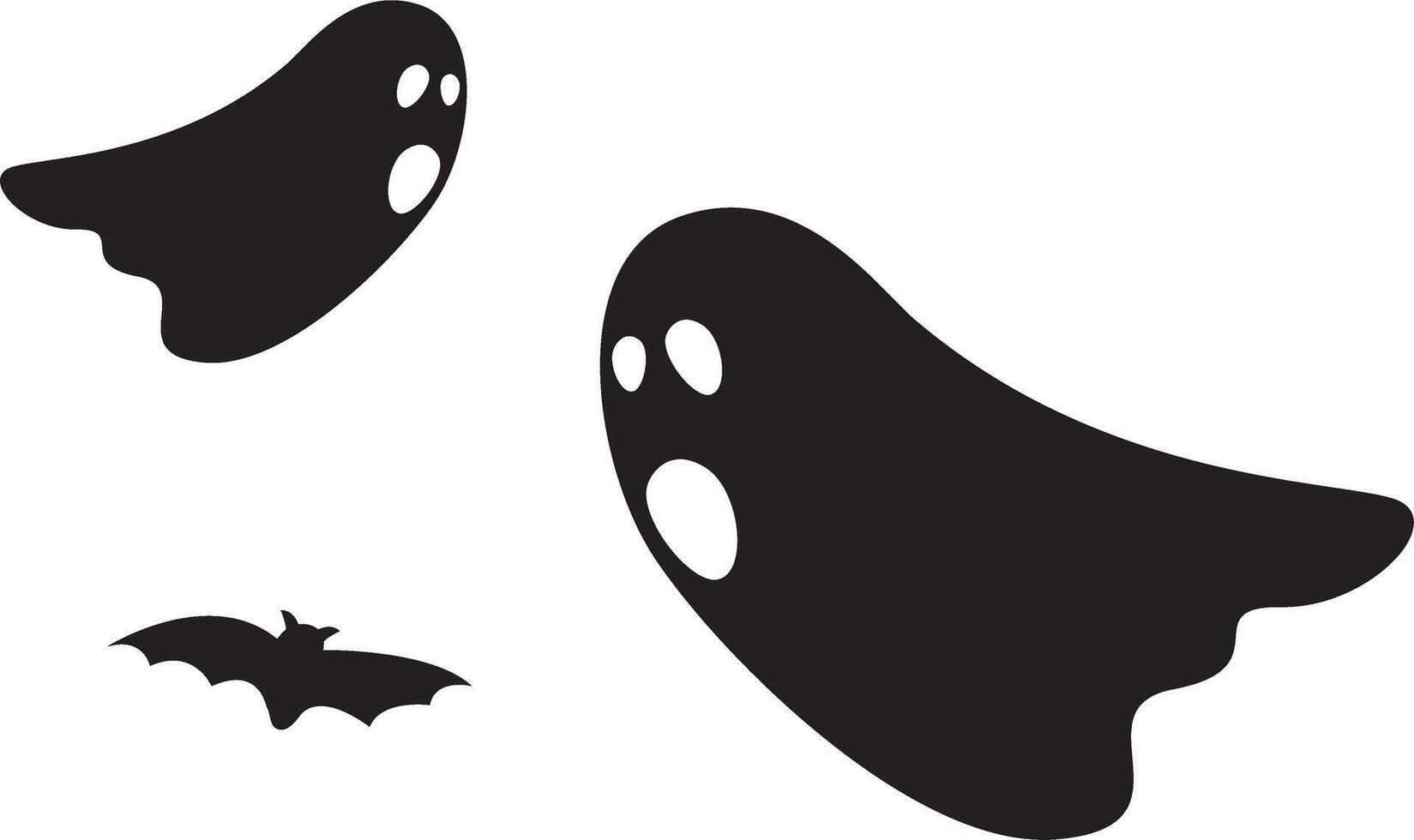 Halloween ghost and bat illustration vector