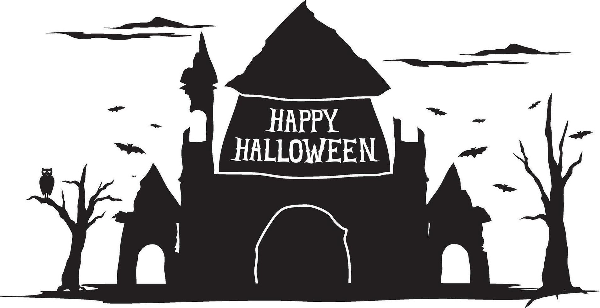 Halloween castle with bats and bats on the roof vector
