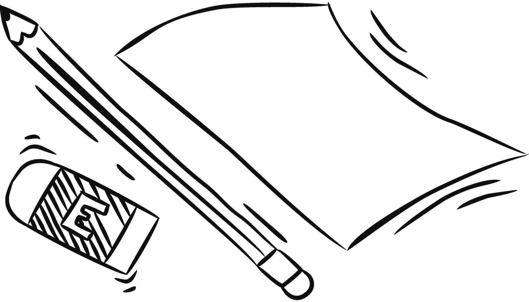 A pencil and paper with a sheet of paper vector