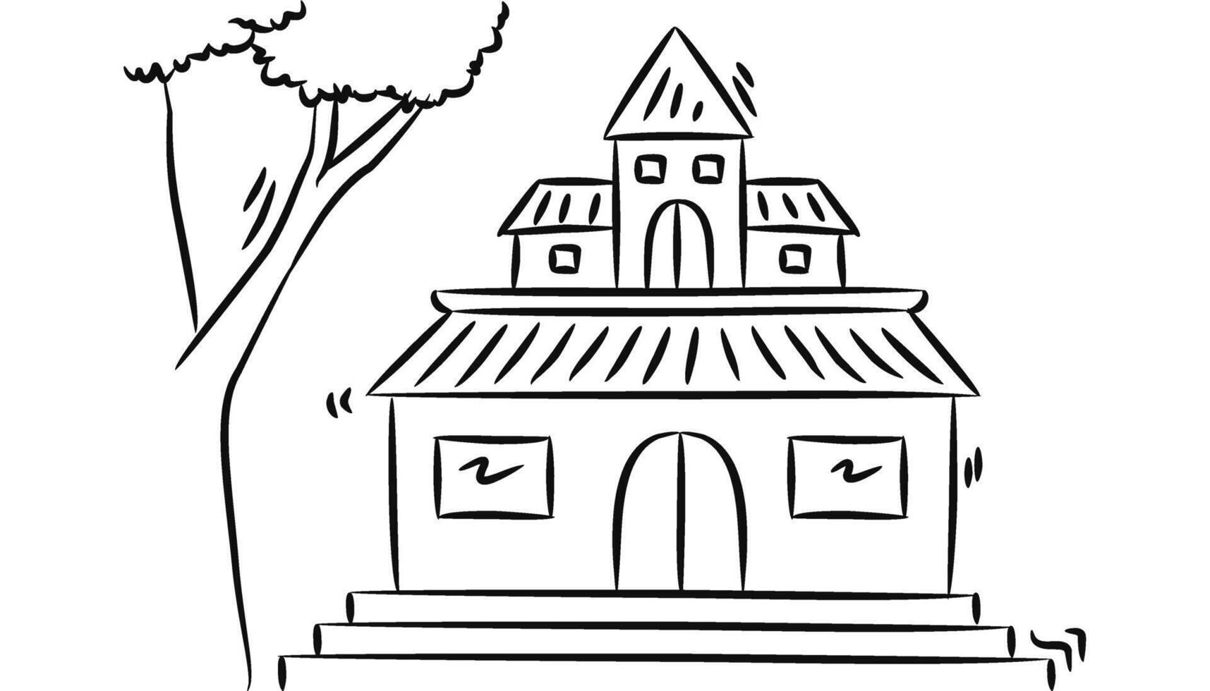 A drawing of a church in the woods vector