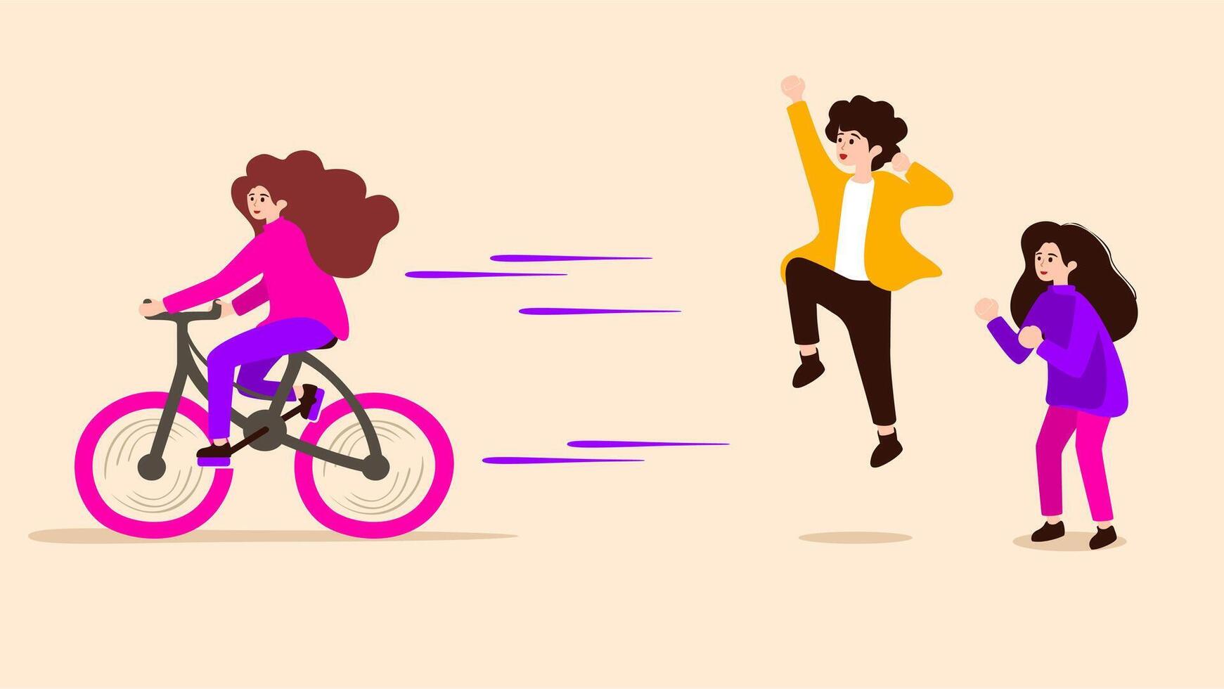 Two people are riding bikes and one is jumping vector