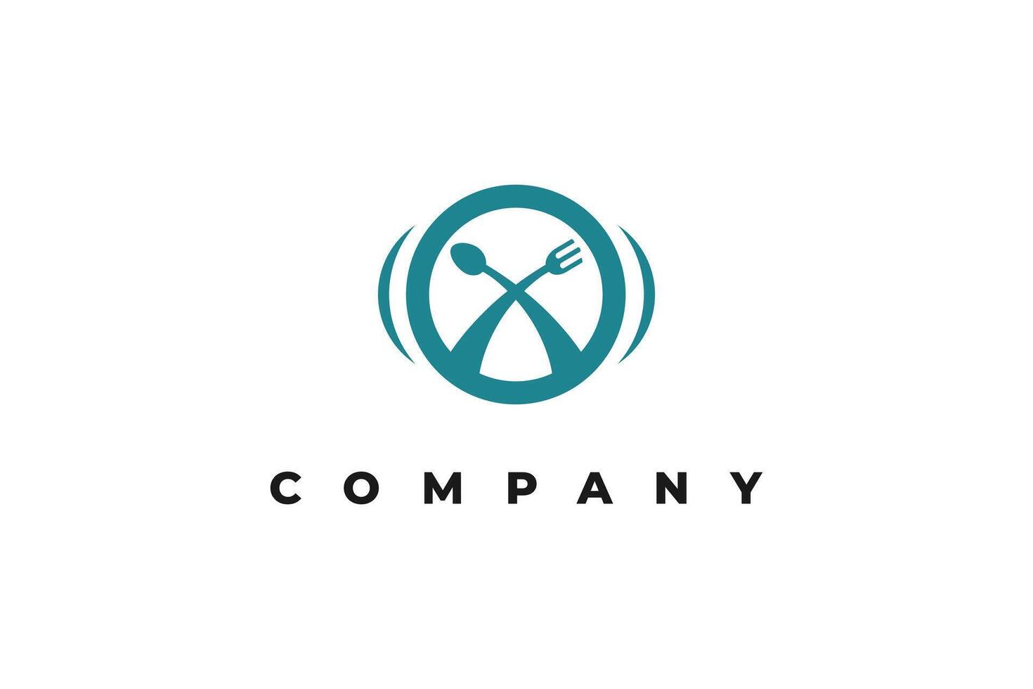restaurant logo with fork and spoon in circle vector