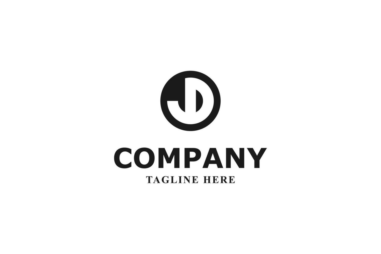 minimalist d logo with circular shape vector