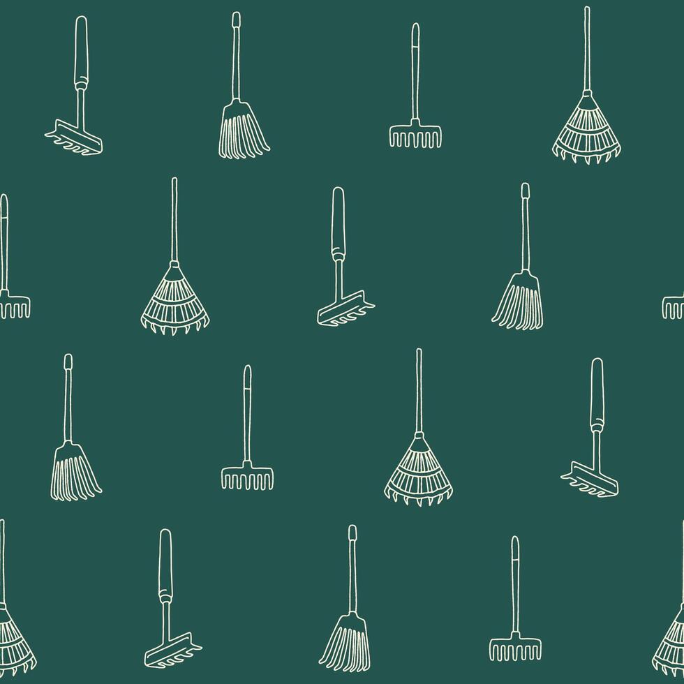 Outline Collection of Rake Seamless Pattern illustration Design vector