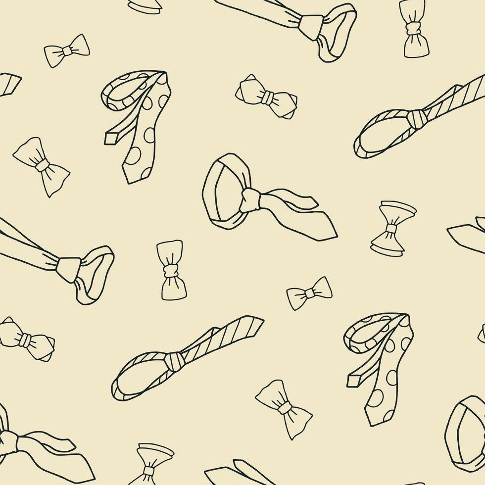 Outline Bow Tie Necktie Seamless Pattern illustration for Print, Wallpaper, Decoration. vector