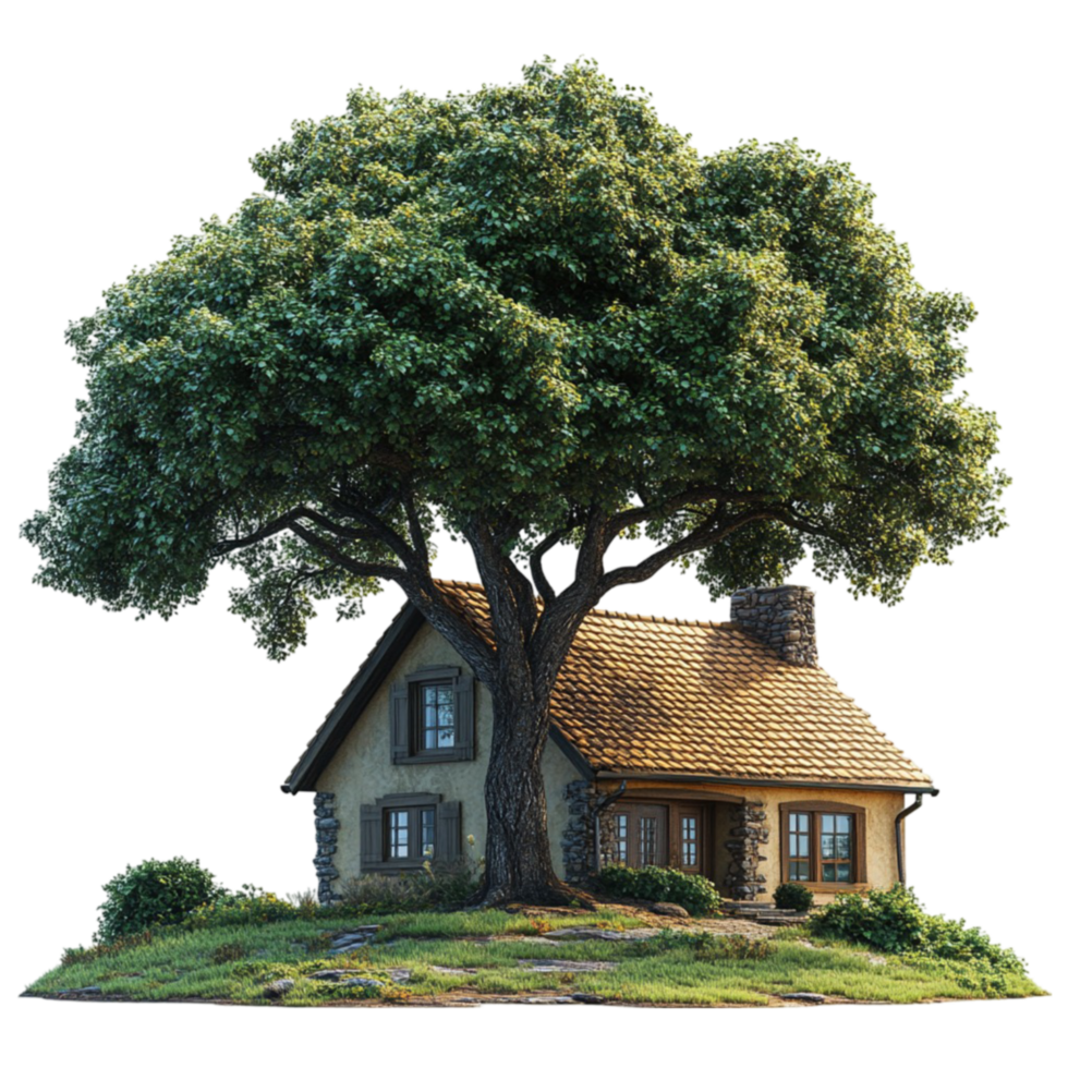 House with Tree on Top - Illustration on Transparent Background png