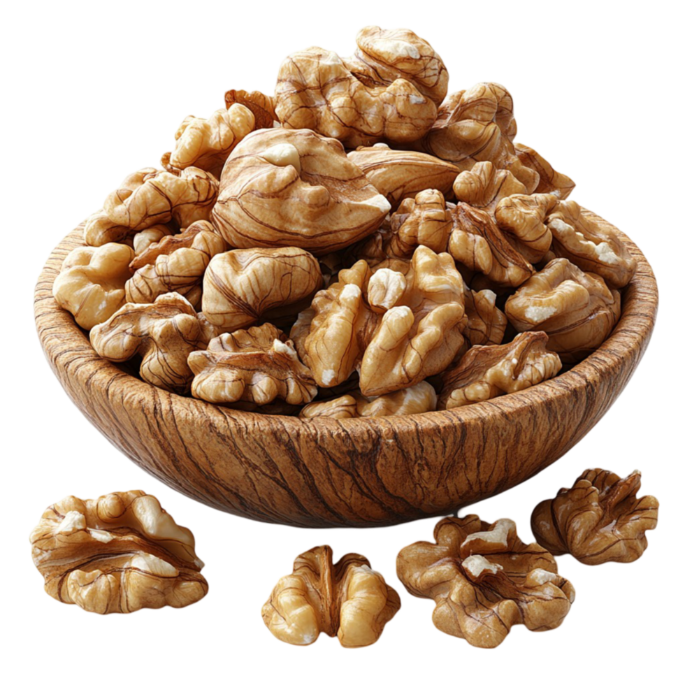 Walnuts in a Bowl on Transparent Background png