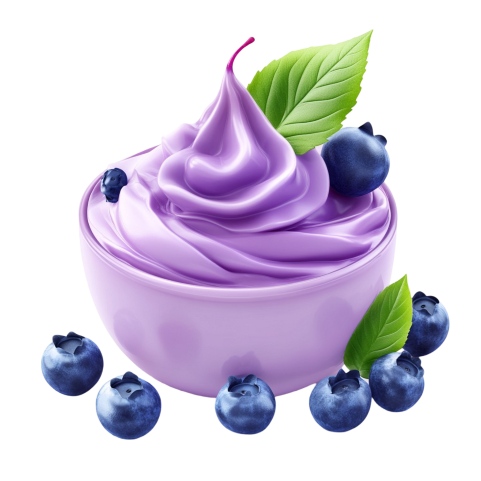 Blueberry Yogurt with Fresh Blueberries on Transparent Background png