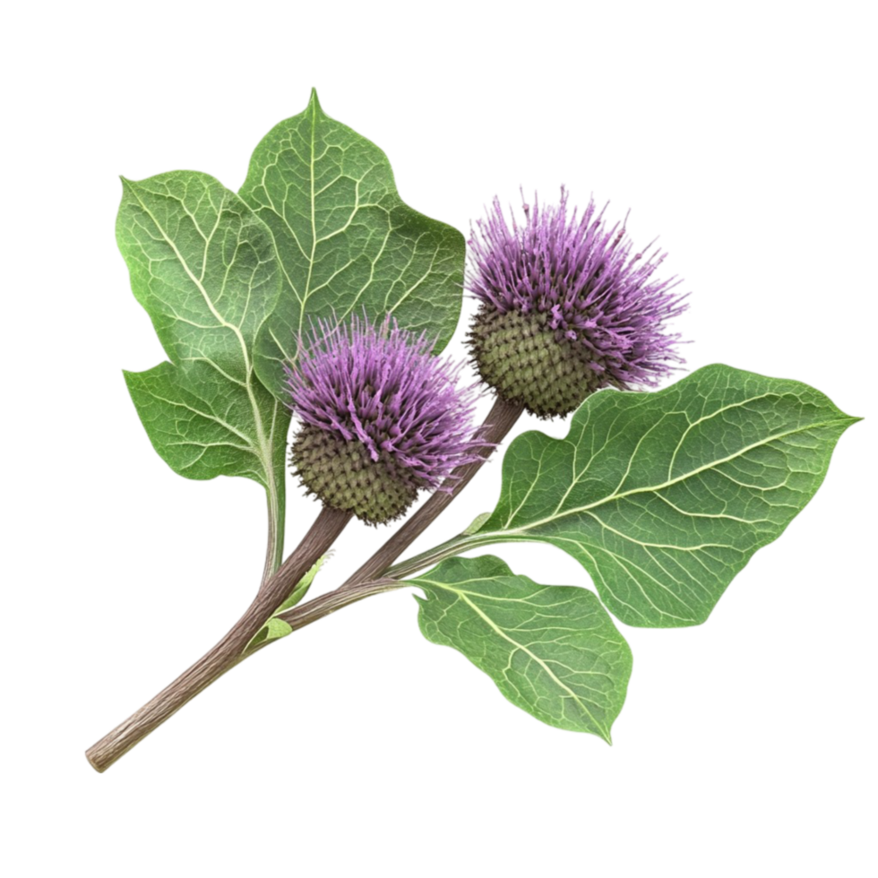 Thistle Flower with Leaves on Transparent Background png