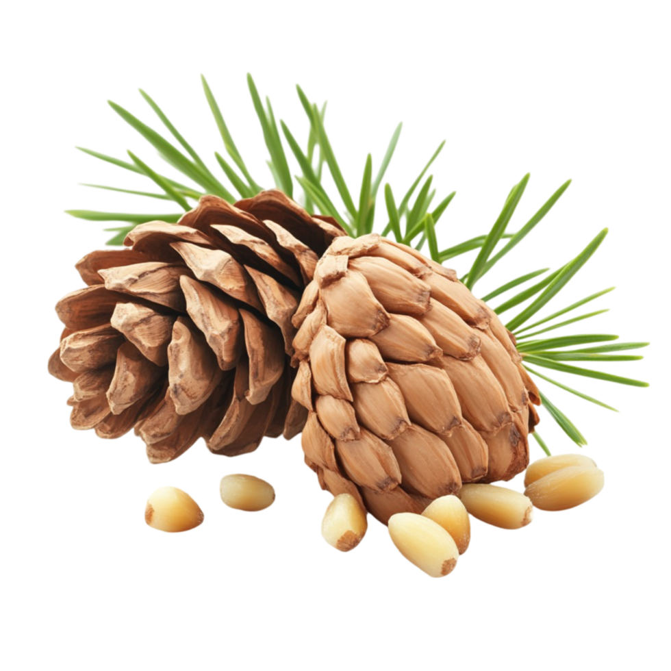 Pine Cones and Pine Nuts on Transparent Background png
