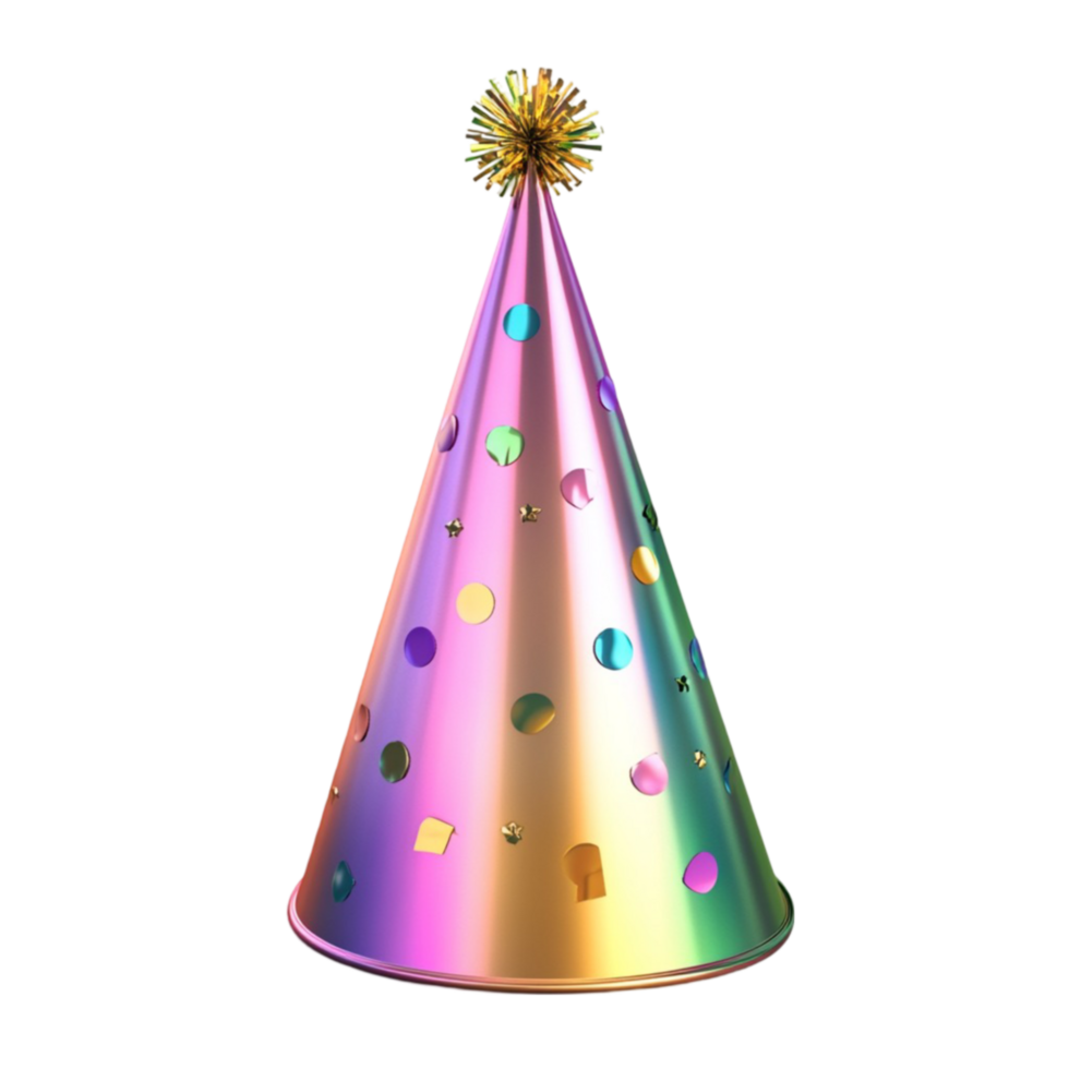 Party Hat with Colorful Confetti on Transparent Background png