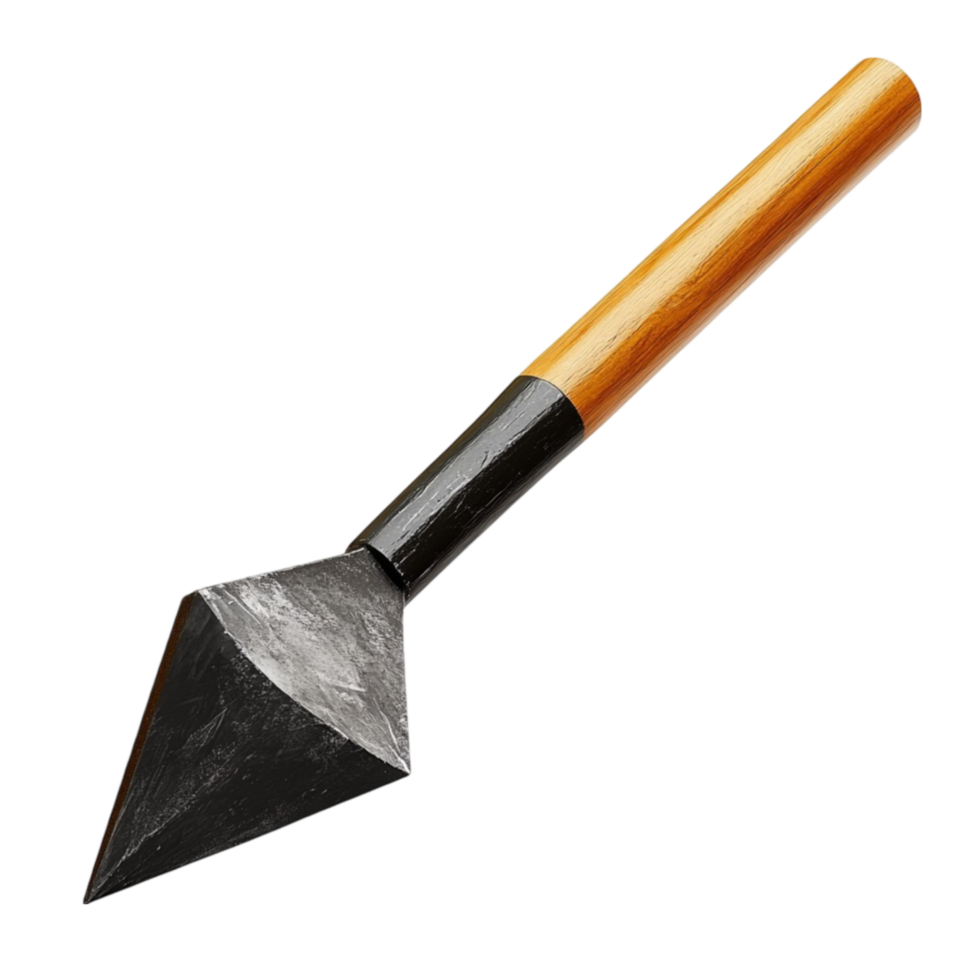 Black and White Shovel with Wooden Handle on Transparent Background png