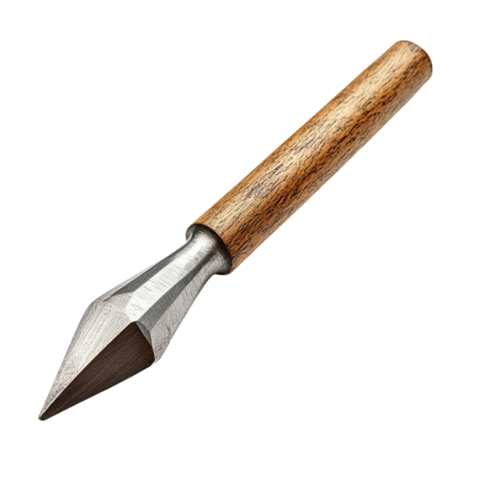 Black and White Shovel with Wooden Handle on Transparent Background png